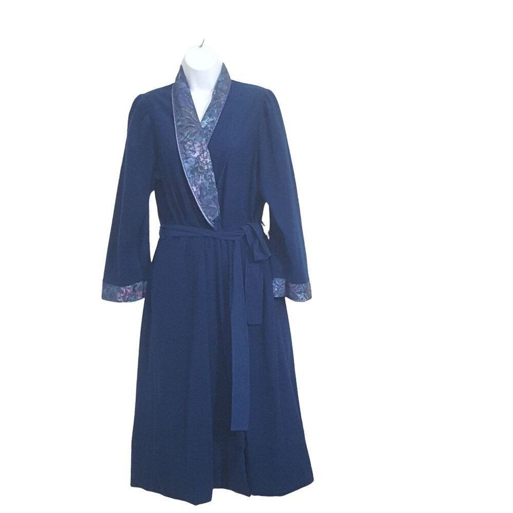 Vandemere Womens Vintage Robe Blue Velour Tie Front Midi  Medium USA